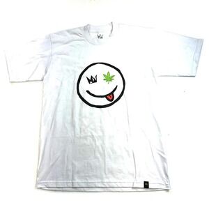 WEST COAST CURE SMILEY TEE WHITE SMILEY FACE WEED CROWN T SHIRT SIZE M